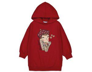 Vestido de felpa con capucha cereza niña